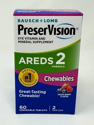 Bausch & Lomb PreserVision Areds 2 comprimidos masticables sabor mezclado a bayas 60 unidades Foto 1 de 4
