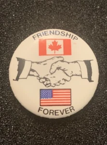 Canada & USA Friendship Forever Hand Shake Country Flags Allies Button Pin - Picture 1 of 6