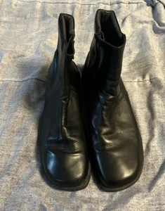 Giraudon Black Leather Ankle Boots Zip Up Size EU 41.5 US 10.5 Made In Portugal - Picture 1 of 11