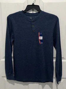 NWT Men George Henley Thermal Waffle Style Knit Shirt Top Shirt Blue Size Small - Picture 1 of 3