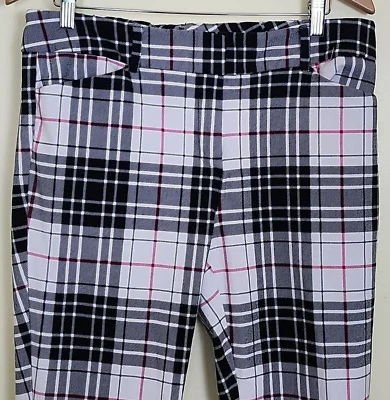 Capris a cuadros para mujer 7th Avenue New York & Company negro, blanco y rosa talla 14 Foto 1 de 4