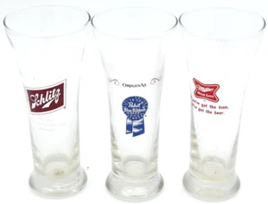 Vaso de cerveza vintage Libbery Schlitz Pabst Miller Flare 3 lote de artículos de bar Pilsner - Imagen 1 de 4