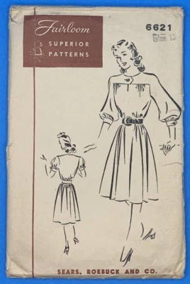 Vestido Cintura Camisa Fairloom Patrón Superior Sears 12/30 Años 50 De Colección No Estampado Foto 1 de 3