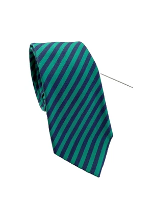 Corbata Zara Hombre Rayas Algodón Seda Verde/Azul Foto 1 de 2