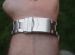 Vintage Breitling watch strap no lugs & diving extension clasp 316L Navitimer - Picture 1 of 14