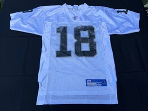 Vintage Reebok NFL Oakland Raiders Randy Moss 18 White Football Jersey Mens S - Picture 1 of 16