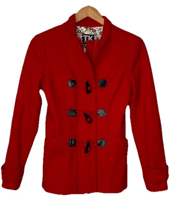 Ted Kenton Women’s Wool Jacket Red button hook mid length warm Juniors Size 3 - Image 1 of 4