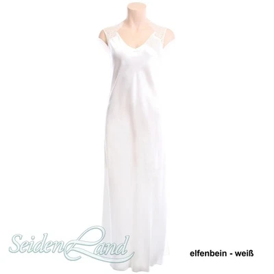 Langes Seidennegligé COUTURE LACE uni von Luna di Seta weiss oder schwarz - Bild 1 von 2
