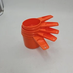 Vintage Tupperware Set 5 Nesting Measuring Cups Orange 761 762 763 765 766 - Picture 1 of 13