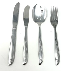Oneida Twin Star Flatware Jelly Server Spoon Fork Knives Stainless Starburst - Picture 1 of 7