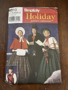 ๐ผ SIMPLICITY #8910-ADULT VICTORIAN CHRISTMAS CAROLERS COSTUME PATTERN XS-XL FF - Picture 1 of 2