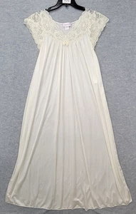 Shadowline Nightgown Ivory Long Nylon Lace Embroidered Women's Size M NWT - Picture 1 of 11