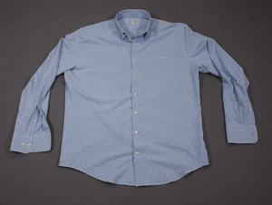 Peter Millar  Summer Comfort Shirt Mens Blue White Gingham Button Down Large - Picture 1 of 9