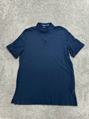 Polo Ralph Lauren Mesh Polo Shirt Men Large Blue Stretch Classic Fit Quarter Zip - Image 1 of 4