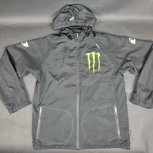 Monster Energy Drink One Ind. Men's Windbreaker Rain Jacket Hooded Size S Black - Picture 1 of 10