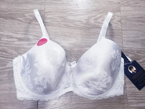 NEW Women's Delta Burke Bra Size 42D White Floral Lace Accents - Picture 1 of 5