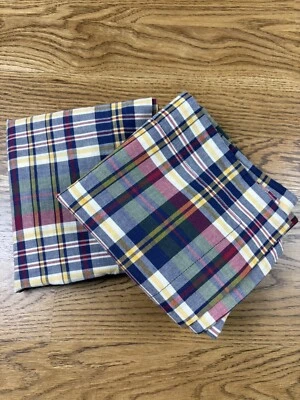 Ralph Lauren Kennebunkport Madras Plaid Euro Sham Red Blue Green Pair Classic - Image 1 of 4