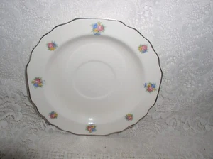 Lido W. S. George White Pink Blue Yellow Flower Wavy Scalloped Edge Saucer - Picture 1 of 3