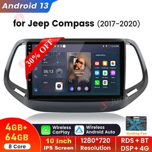Radio estéreo Carplay de 8 núcleos 4+64 GB Android 13 GPS SWC para Jeep Compass 2017-2020 - Imagen 1 de 19