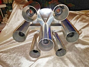 GAETANO SCIOLARI ALLUMINIUM 7 LIGHTS 1970. CHANDELIERs - Picture 1 of 4