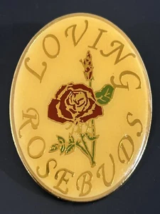 Masonic Loving Rosebuds Red Gold Enamel Lady’s Lapel Pin Flatline KY NM+ - Picture 1 of 5
