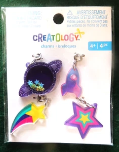 4pc Creatology Pendants Charms Planet Bright Shooting Star Space Rocket/Ship New - Picture 1 of 1