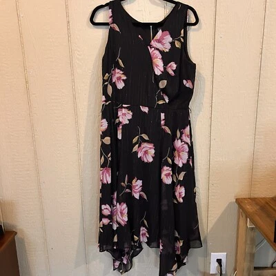 Vestido Gabby Skye Negro Y Rosa Floral Sin Mangas Talla 16 Foto 1 de 4