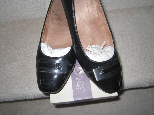 CLARKS Candra Glare ballerine donna nere vernice dettaglio fibbia TG 8M scatola