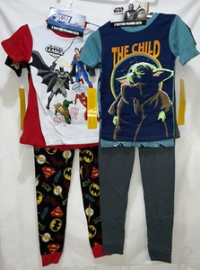*NWT* 4 Pajama Sets (Size 8) Justice League & Star Wars “8 pc. Lot” Sleepwear - Picture 1 of 3