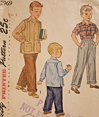 S-2969 Vintage Slacks & Shirt Sewing Pattern Simplicity Child Size 3 Complete - Image 1 of 4