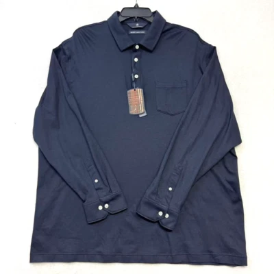 HART SHAFFNER MARX LS HartSoft 2XL Shirt Henley Navy Blue Luxury Cotton NWT - Image 1 of 4