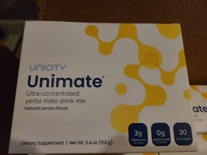 Unicity Unimate Yerba Mate Drink Mix Lemon 30 Packets Diet New in Box Exp 3/2026 - Picture 1 of 5
