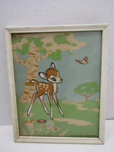 RARE VINTAGE OLD PRINT WALT DISNEY PRODUCTION FRAMED PICTURE BAMBI  - Picture 1 of 2
