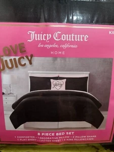 JUICY COUTURE 8 PIECE BED SET KING JUICY COUTURE KING SIZE COMFORTER SET NEW .. - Picture 1 of 7