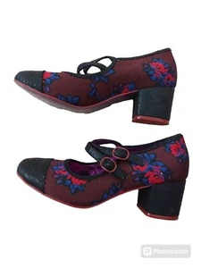 Poetic Licence London Red/Black Block Heeled Strappy Shoe - Picture 1 of 6