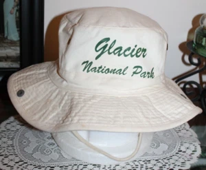 Vtg Glacier National Park Montana bucket Hat Cap Buckle Strap breathable EUC - Picture 1 of 8