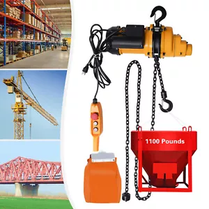 1/2 Ton Electric Chain Hoist Winch w/ 13' G80 Chain 110V Remote Control 1300W - Picture 1 of 18