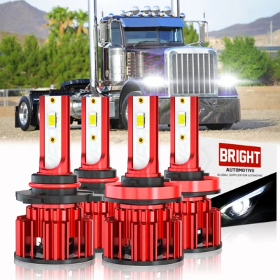 Kit combinado de 4 bombillas LED de haz alto bajo aptas para Peterbilt 388 389 367 567 Foto 1 de 4