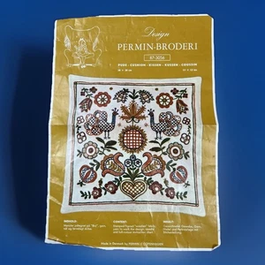 Permin of Copenhagen Nadelspitzen-Set Kissen 15”x 15” Volkskunst #87-3056 Floral - Bild 1 von 10