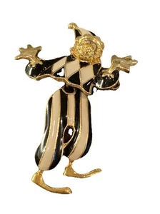Broche Payaso Articulado ¡Atuendo Bufón Negro Y Tostado! - Imagen 1 de 4