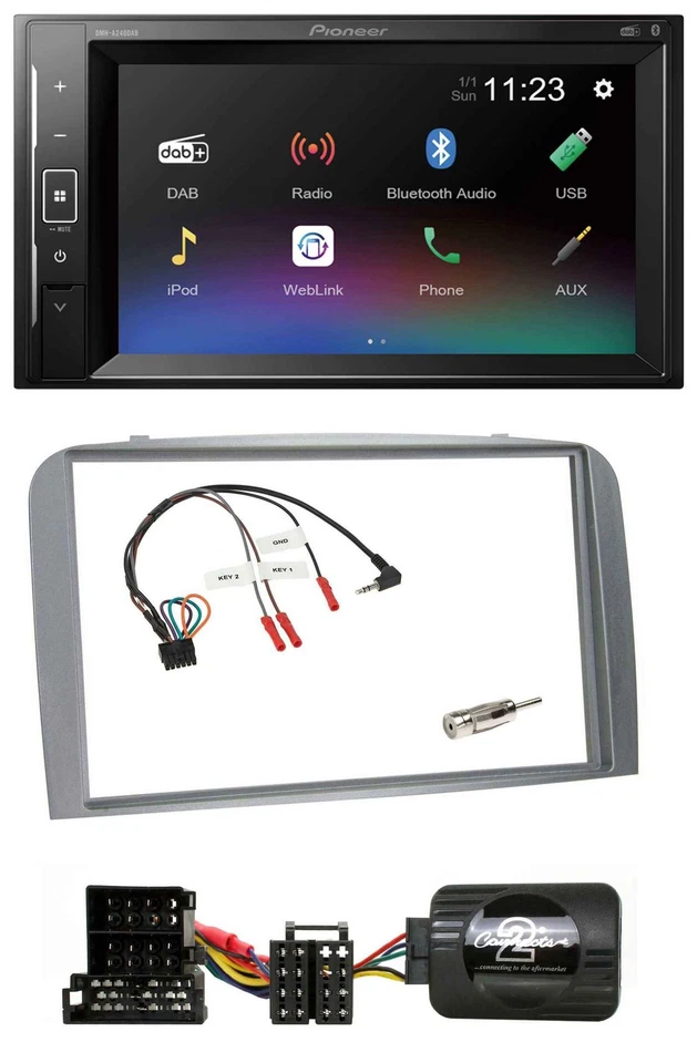 Pioneer DAB Lenkrad 2DIN Bluetooth USB Autoradio für Alfa Romeo 147 GT 04-10 sil - Bild 1 von 4