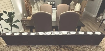 PORTAVELAS de madera rústica/real de 12 agujeros para granero de cerámica + 12 velas Foto 1 de 4