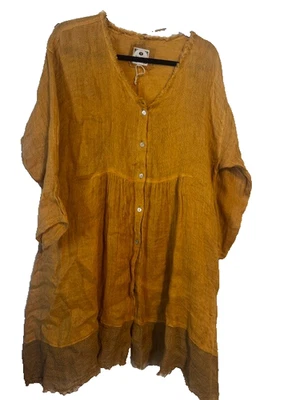 NAMSAR Tunic Top Womens Mini Dress 3/4 Sleeves Lagenlook NWOT 100% Linen - Image 1 of 3