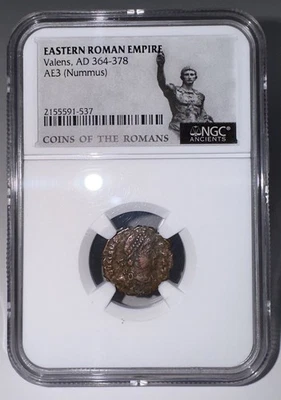 ROMAN EMPIRE Valens AD 364-378 AE Nummus NGC Hammered Bronze Ancient Coin - Image 1 of 4