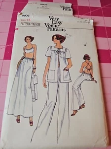 Vintage Vogue Pattern 9808 Drawstring Pants Skirt Bra Jacket Size 14 CUT - Picture 1 of 5