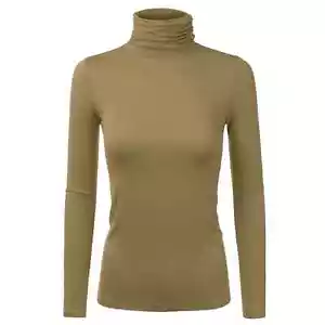 Doublju Damen Langarm Mokka Rollkragen leichter Pullover Oberteil Gr. M - Bild 1 von 4