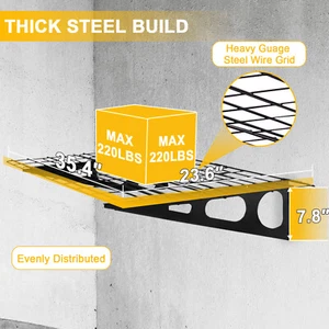 2-Pack 24in-by-70in 2x6ft Floating Wall Shelf Garage Storage Rack Floating Rack - Picture 1 of 7