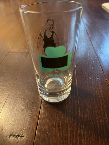 Vintage 1980's Boston Celtics NBA Drinking Glass 6" Four leaf clover Cover