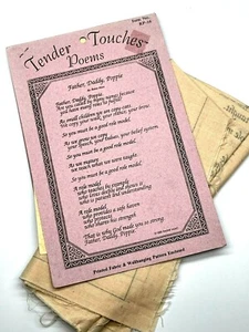 TENDER TOUCHES Printed Fabric Poems Father,Daddy,Poppie  quilt block pattern - Picture 1 of 4