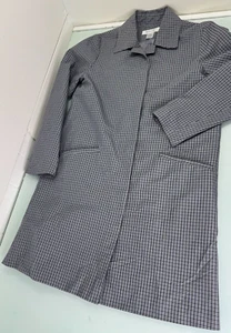 Brooks Brothers Jacket Women's XS Gray Gingham Plaid Lightweight Long Trench - Picture 1 of 13